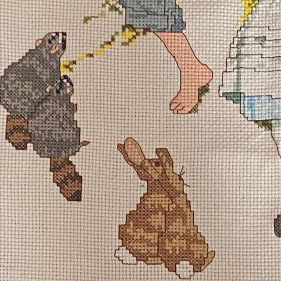 Norman Rockwell vintage cross stitch with couple & animals - Picture 13 of 16